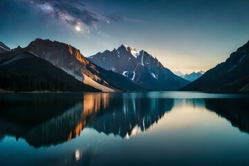 Fototapeta na wymiar Peak Perfection: AI's Picture-Perfect Mountains and Sky