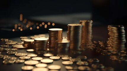 close-up shot of finances and coins on a dark background