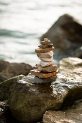 Fototapeta na wymiar stone tower on beach