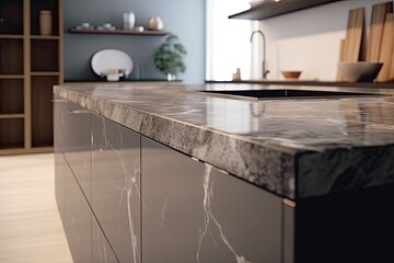 modern kitchen with a sleek marble countertop and a stylish sink