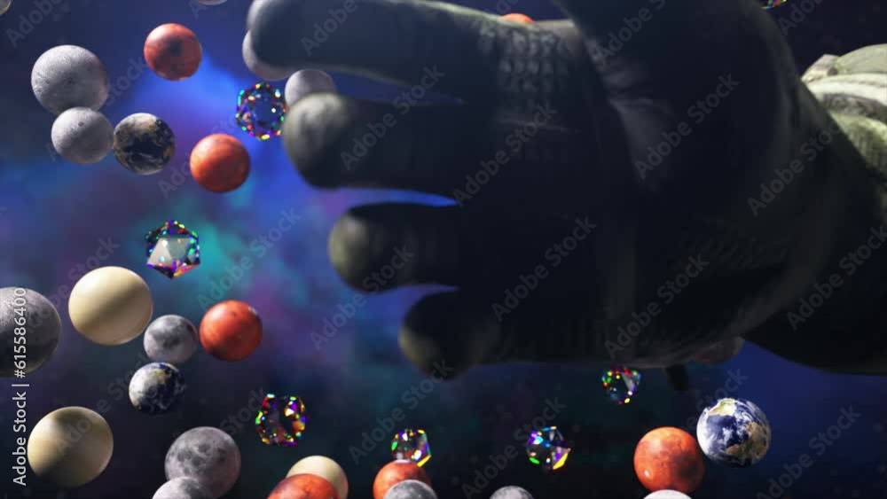 Aufkleber 3d visualization of space objects grouped together under the force of gravity. planets. the astronau