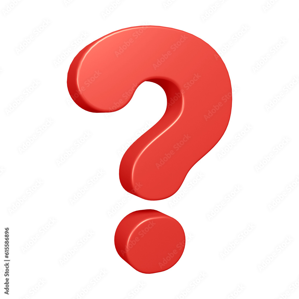 Poster Red question mark or icon design in 3d rendering 