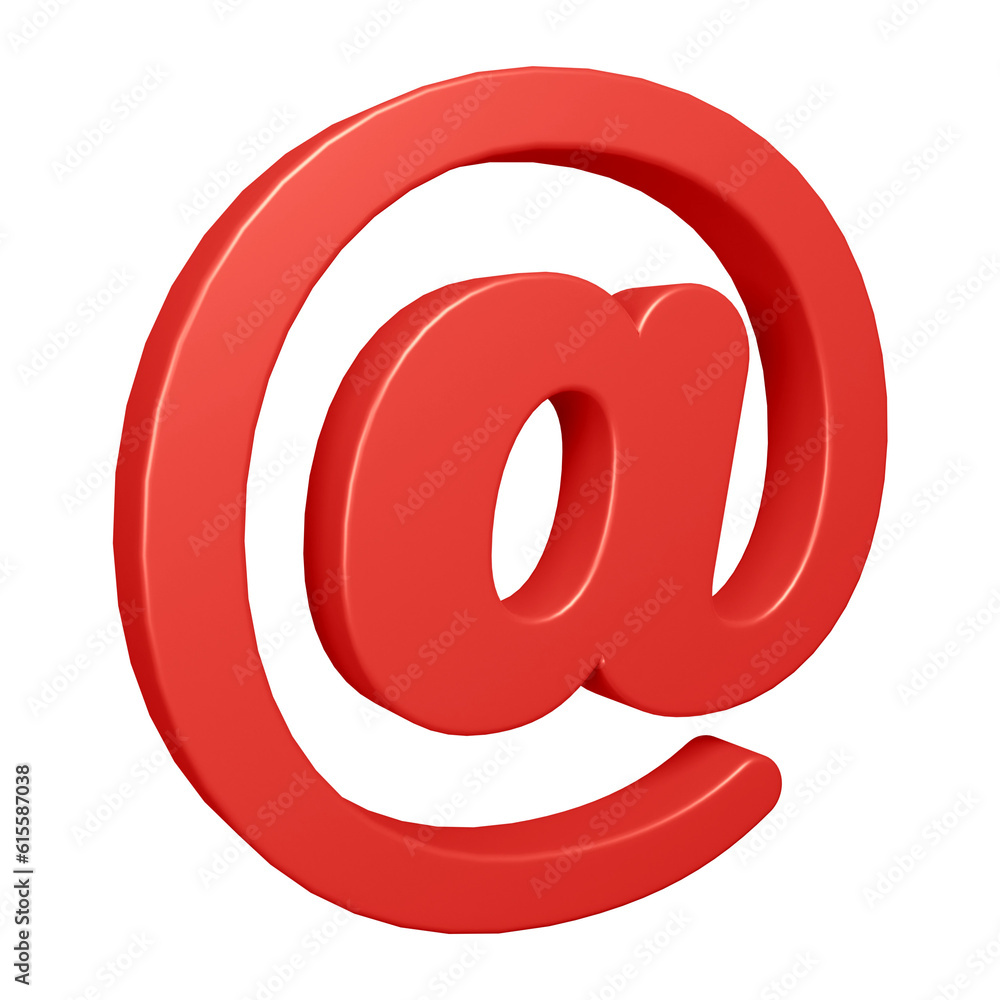 Poster red email or at symbol design in 3d rendering