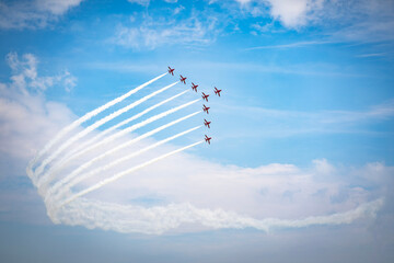 Aircraft in formation at an air show
