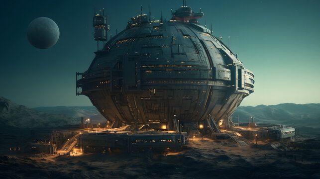 A Glimpse into the Futuristic Cities of the Moon, background. Generative AI