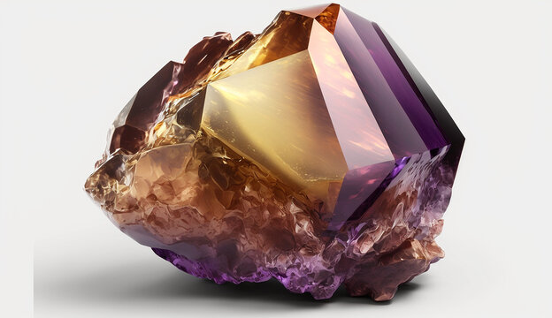 Natural ametrine synthetic gemstone pictures white background AI Generated image
