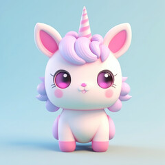 Obraz na płótnie Canvas Cute little unicorn, cartoon fairy character on isolated background