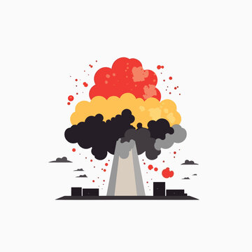recommend clip art: nuclear plant explosion vector flat minimalistic isolated illustration