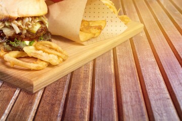 Take away fresh fast food on the desk