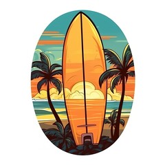 Surfing board. Surfboard summer elements isolated in white background