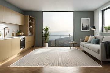 Fototapeta na wymiar modern living room with fireplacegenerated by AI technology 