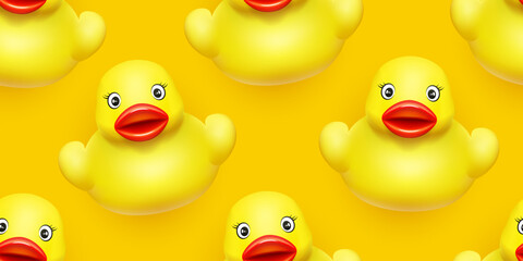 yellow ducklings on yellow pattern vector eps10