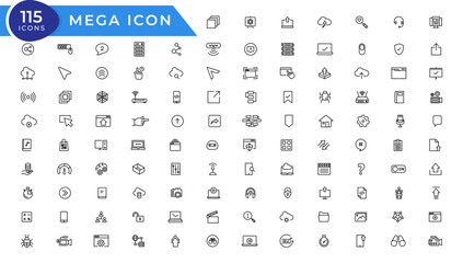 Data analysis icon set vector illustration with editable stroke thin line. Data analysis, data mining, processing, statistics, optimization, and monitoring