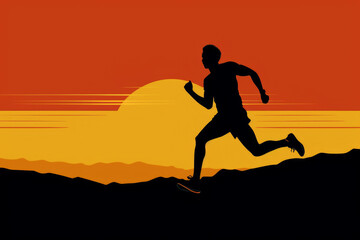Fototapeta na wymiar A captivating photograph capturing the essence of sports and athleticism, featuring a silhouette of a man running towards the sunset, imbued with a sense of freedom. Generative AI Technology