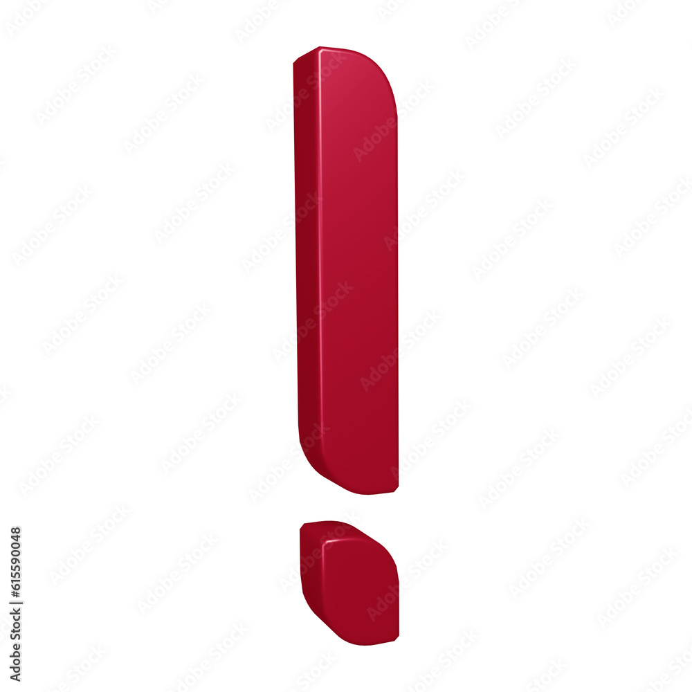 Poster exclamation mark symbol or icon design in 3d rendering
