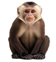  Capuchin monkey isolated on the transparent background PNG. AI generative.