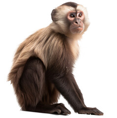  Capuchin monkey isolated on the transparent background PNG. AI generative.