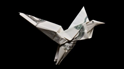 Financial Flight: Bird Origami Made of Dollar Bill made with Generative AI