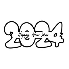 2024 new year doodle, 2024 handwritten 