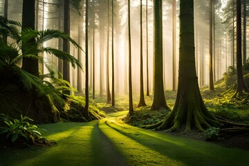 Beyond the Veil: AI-Generated Jungle Landscapes and Sun Rays