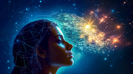 energy of the brain and communication, power of ideas and thoughts, human and artificial intelligence made with Generative AI