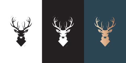 Deurstickers Deer head logo. Black, white and color formats. © Firat