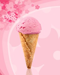 Tasty sweet Ice cream on background