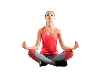 Isolated young  woman relaxing in yoga pilates position