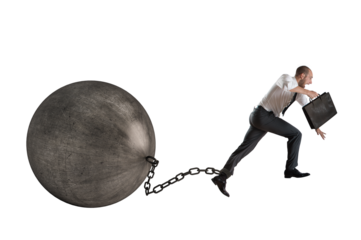 businesswoman with a mask swims in a ocean of coins