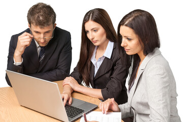 Portrait of Businesspeople Working with Laptop