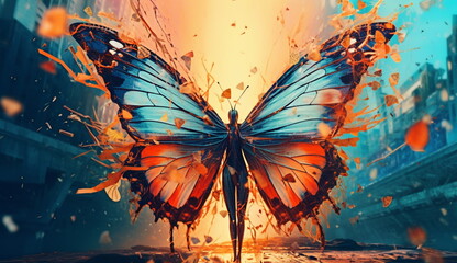 Portrait of beauty butterfly with vibrant color, capturing their charm and unique personalities in vivid detail. Based on Generative Ai