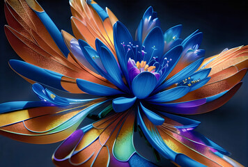 Niebieski kwiat. Generative AI - obrazy, fototapety, plakaty