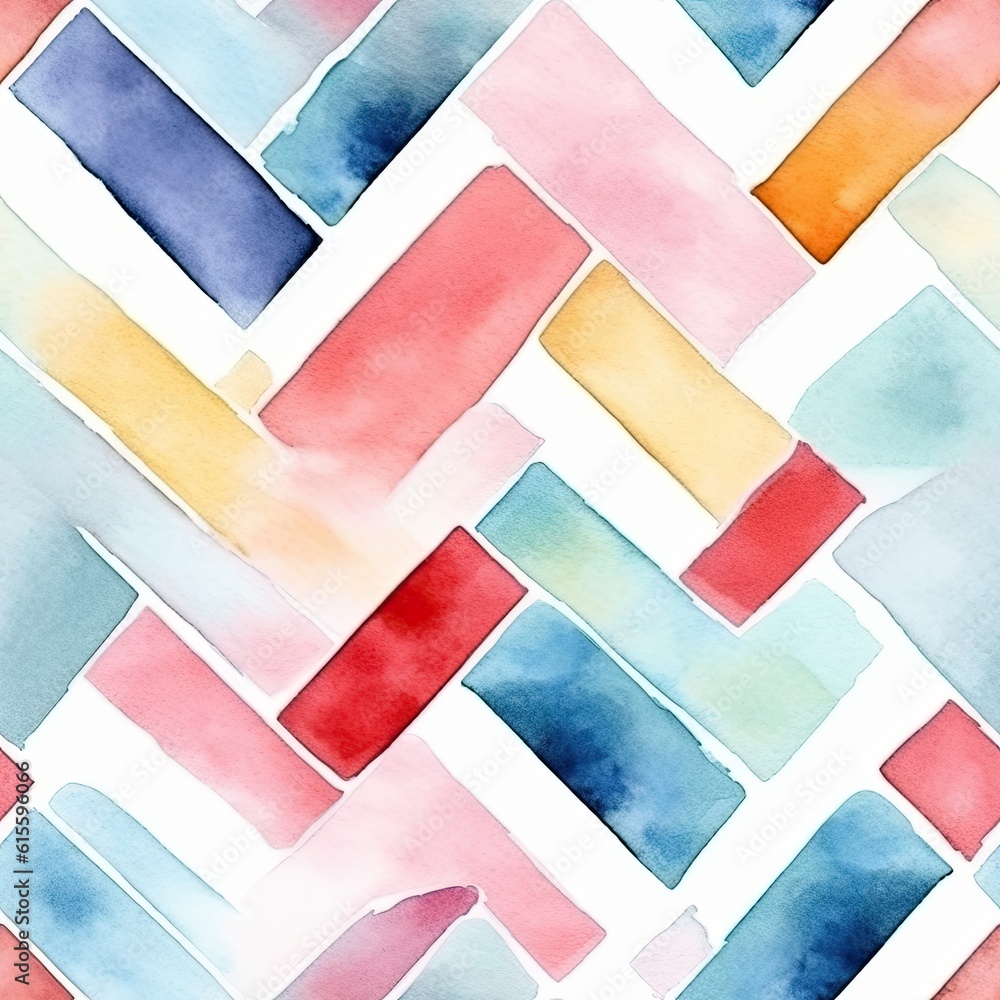 Poster seamless pattern background with abstract watercolor textured geometric figures for printing, packag