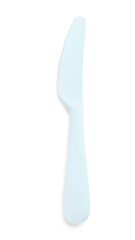 Plastic baby knife on white background