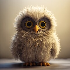 Fototapeta premium Cute owl with big eyes. Illustration AI Generative.