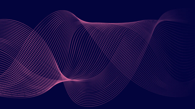 Abstract motion wave lines vector background in purple