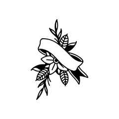 vector illustration of flower with concept ribbon