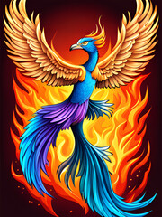Obraz premium Colorful phoenix bird, symbol of rebirth - Generative AI