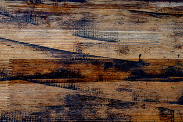 Background. Horizontal Arranged Rustic Brown Weathered Wood