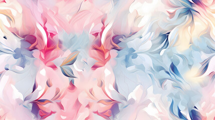 Seamless colorful pastel flowers background pattern tile v2 - obrazy, fototapety, plakaty