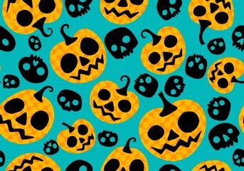 Fototapeta premium Halloween seamless pumpkins pattern for fabrics and wrapping paper and clothes print