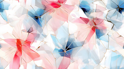 Seamless colorful geometric flowers background pattern tile 