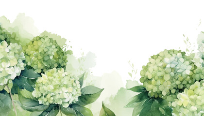 floral watercolor background green hydrangea flower