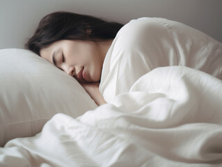 Portrait of sleeping Asian woman.