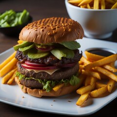 burger and fries 