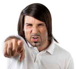 Portrait of a Furious Man Pointing Finger