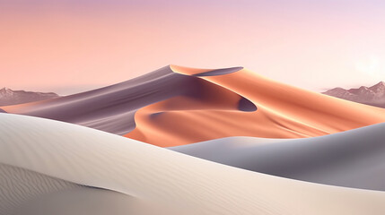 Fototapeta na wymiar Pinkish pastel simplistic sand dunes landscape.