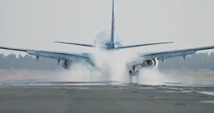 From the Skies to the Runway: Witness the Breathtaking Descent of an Airplane. High quality 4k footage