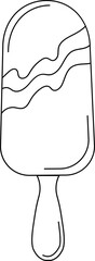 Popsicle ice cream in chocolate glaze, outline icon