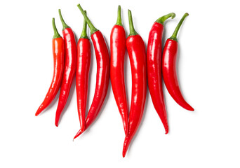 Fresh hot chili peppers isolated on white background